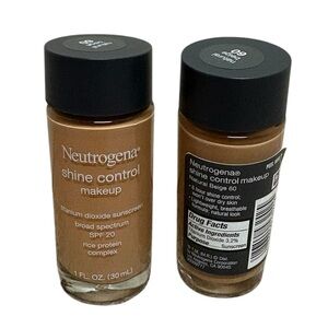 Neutrogena Shine Control Liquid Makeup SPF 20 Natural Beige 60 1 Oz 2 pack NEW